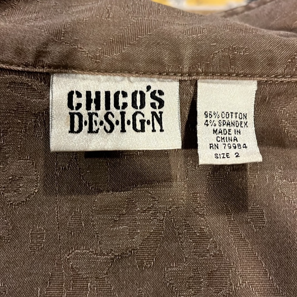Chico’s army green patterned jean jacket - Picture 7 of 7